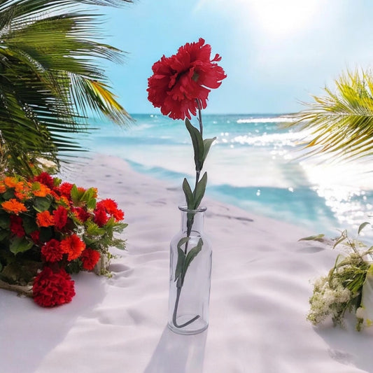 Faux Flower in Vase, Red