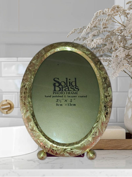 3.5"x5" Solid Brass Floral Frame