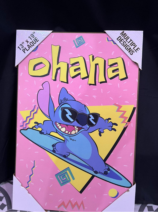 13x19 Vintage Ohana Stitch surfing wood Artwork