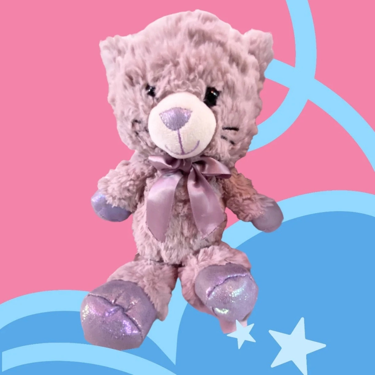 11" KELLY TOY Purple Cat Plush