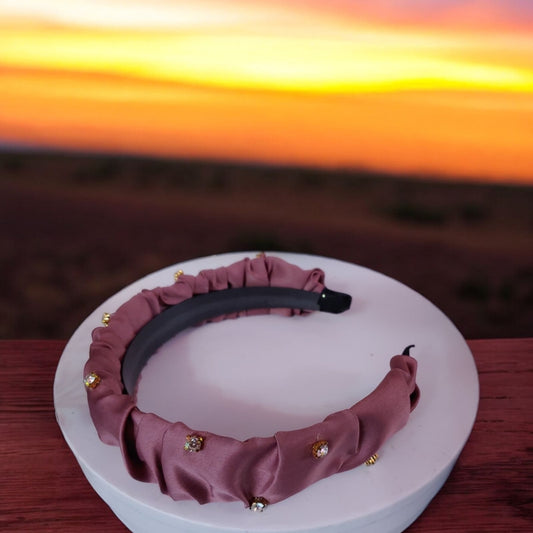 Bejeweled Mauve Scrunch Headband