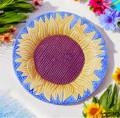 Vintage  Collectable Majolica Sunflower Serving Bowl