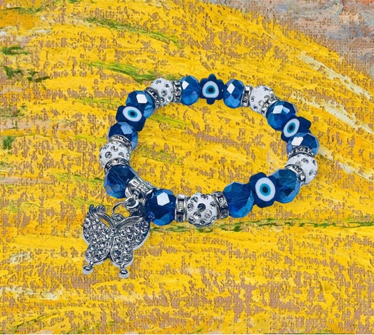 Beautiful Stretchy Blue Butterfly Bracelet
