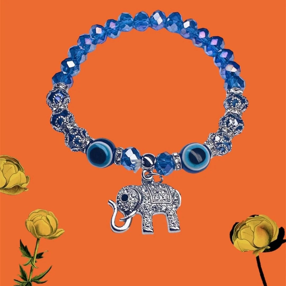 Beautiful Stretchy Blue Elephant Bracelet