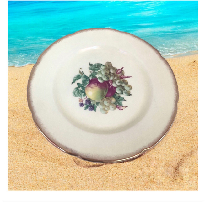 Vintage  Collectable Royal Grafton fine bone China Cream Plate w Fruit Designs