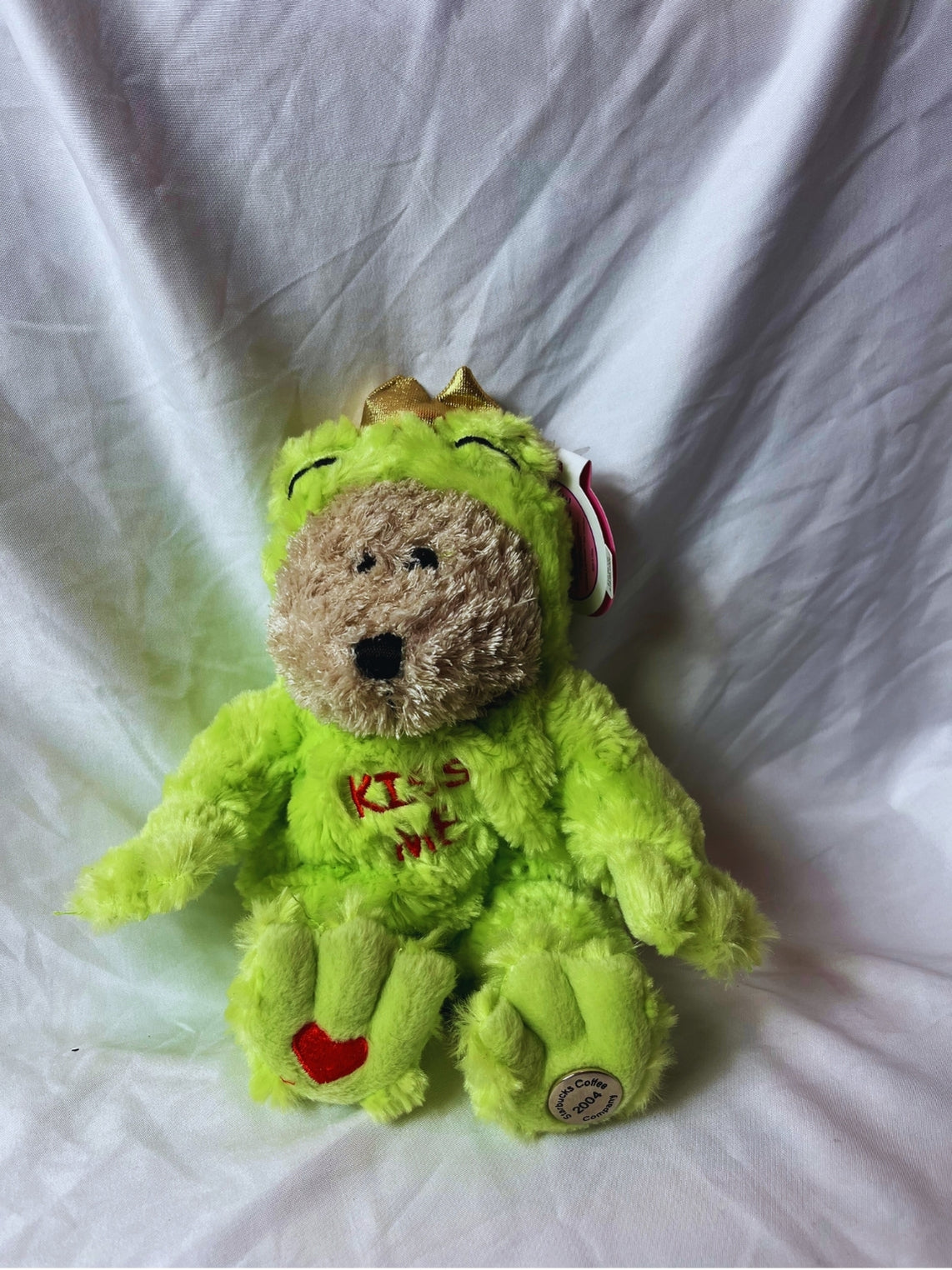 9.25" Starbucks Bearista KISS ME Bear in Frog Costume Plushy