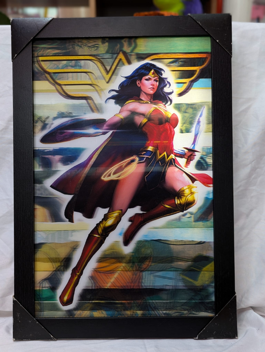 13x19 Vintage  Framed Wonder Woman Artwork