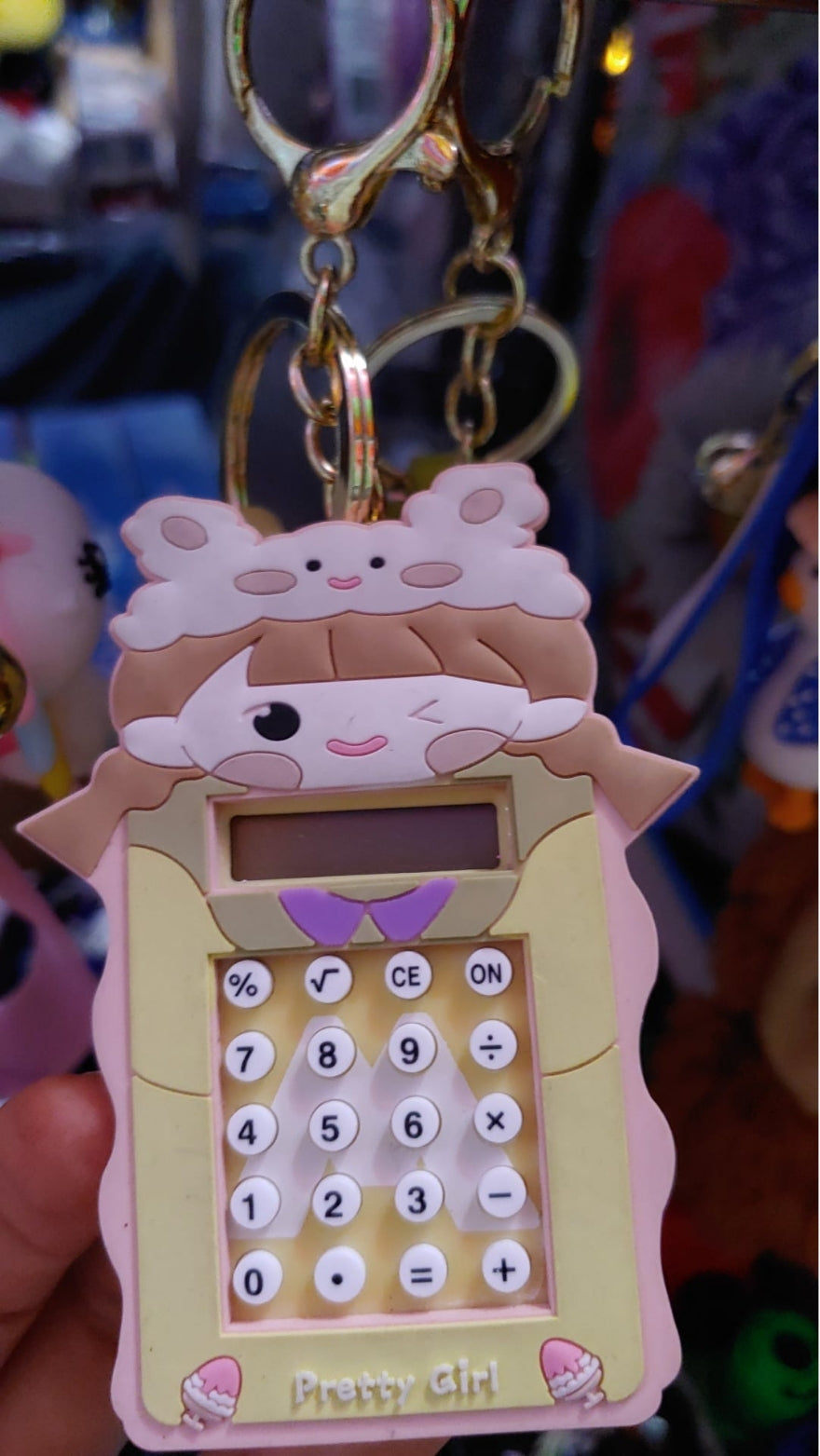 Cute Yellow Calculator Keychain