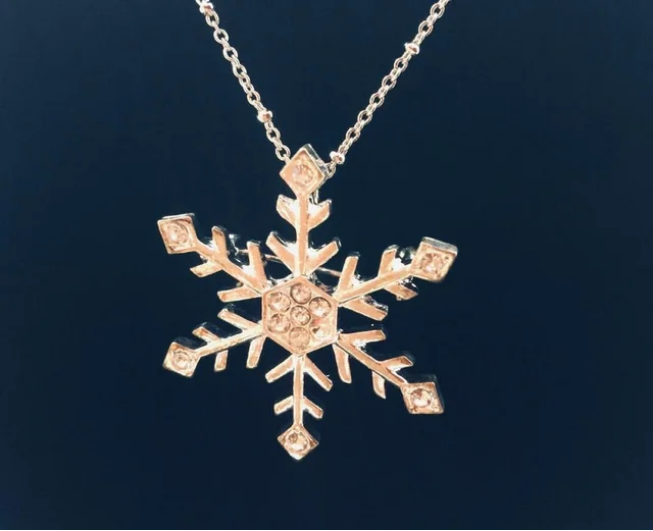 Golden Snowflakes with Rhinestones